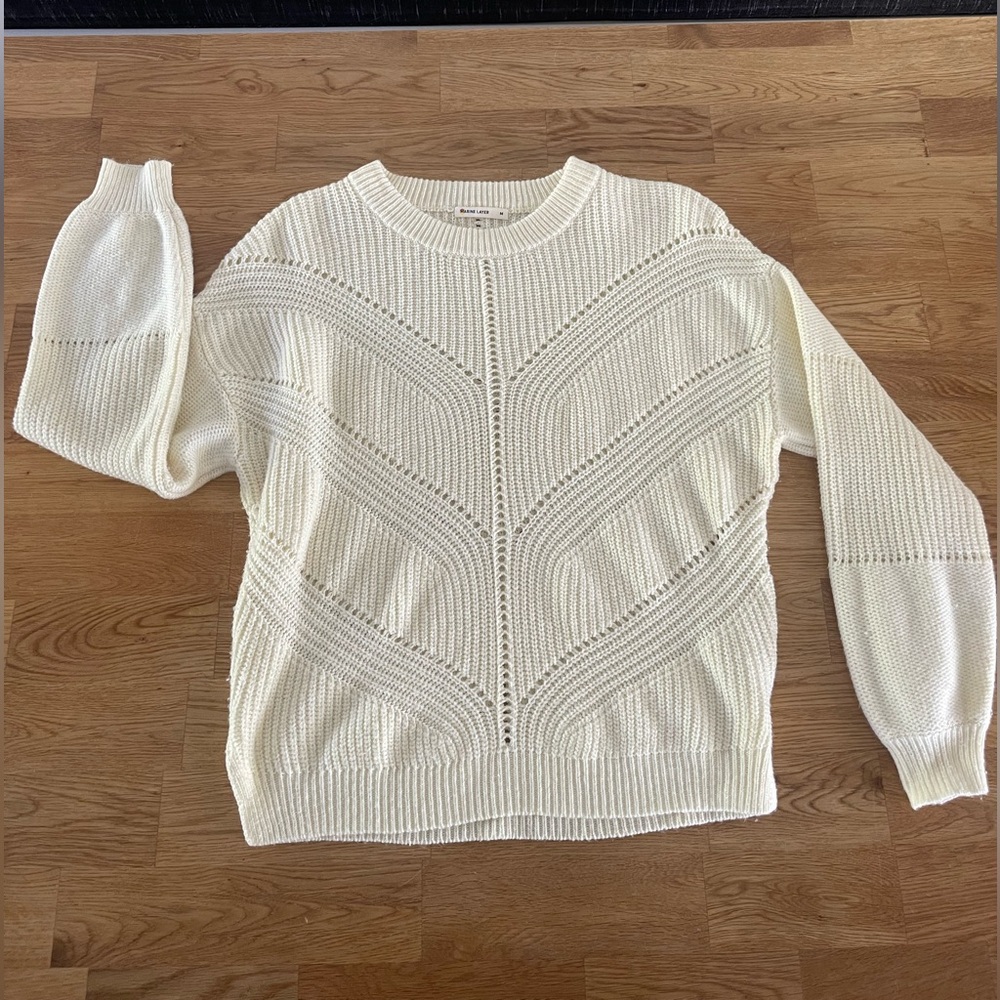Marine Layer Crew Neck Year-Round Sweater, Ivory | Cream, Size, M, EUC